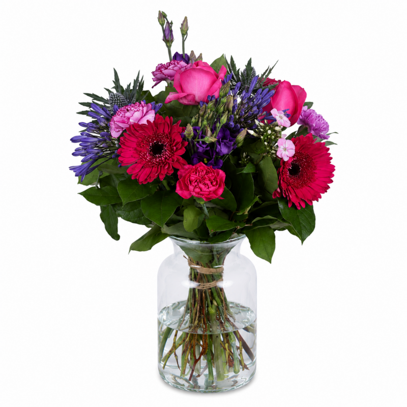 Compact boeket paars met roze